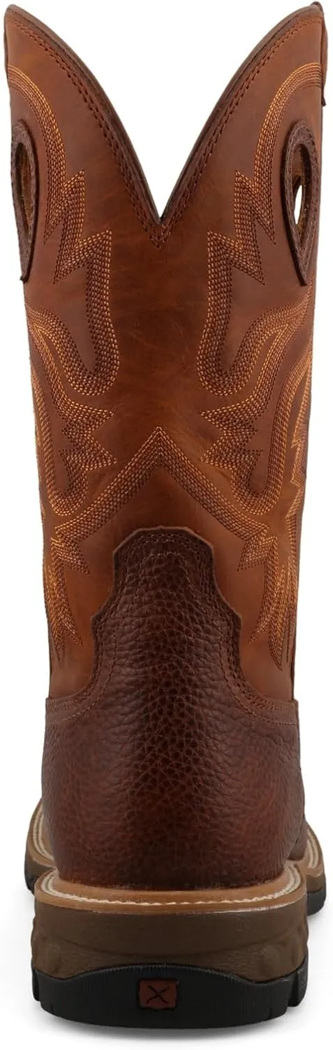 Twisted X Men's 12" Western Work Boot, Square Toe with CellStretch