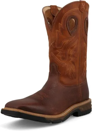 Twisted X Men's 12" Western Work Boot, Square Toe with CellStretch