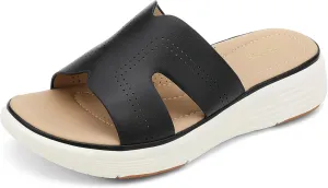 UBFEN Womens Platform Sandals Comfortable Walking Slide Soft Cushioning Footbed Casual Dressy Wedge Sandals