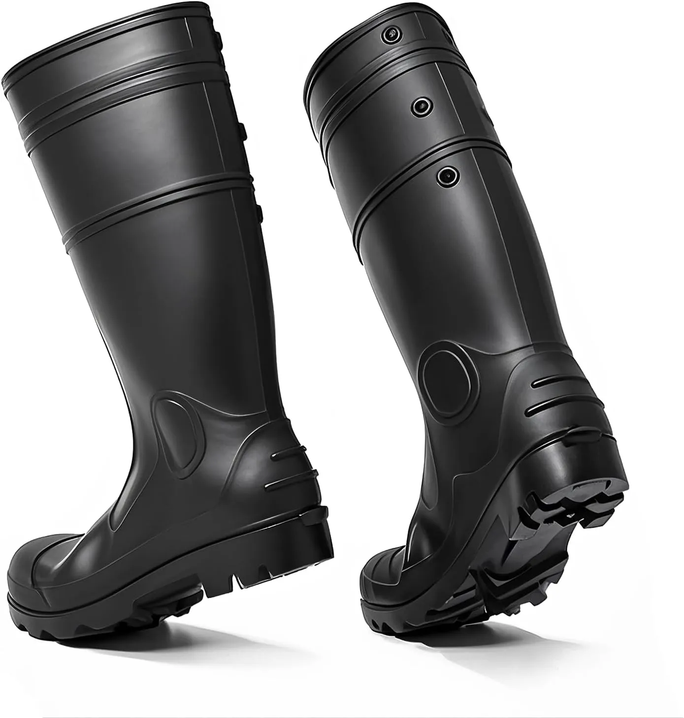 Ubon Men's Steel Toe Rain Boots PVC Waterproof Rubber Garden Mud Fishing Boots for Men Rainboots