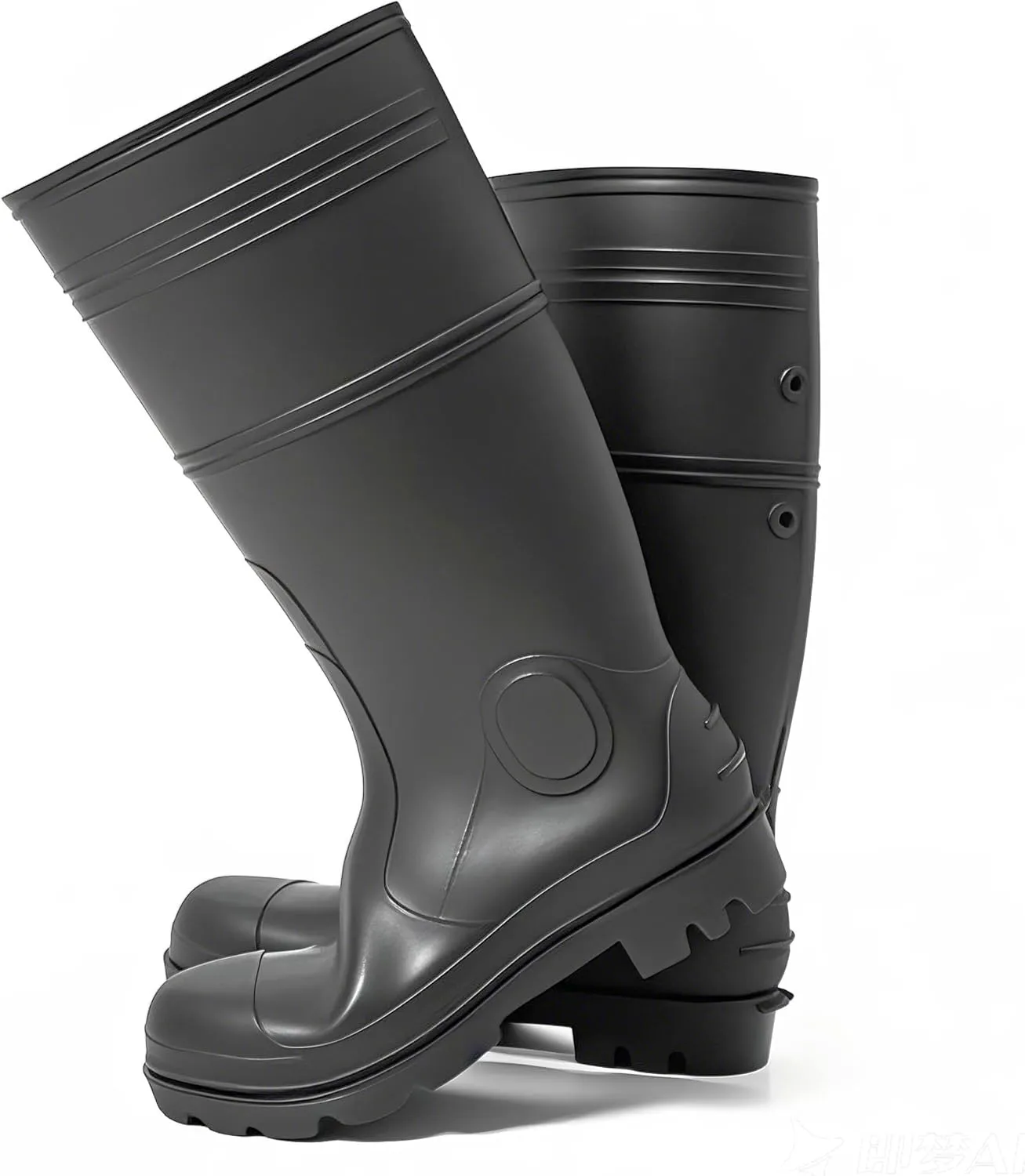 Ubon Men's Steel Toe Rain Boots PVC Waterproof Rubber Garden Mud Fishing Boots for Men Rainboots