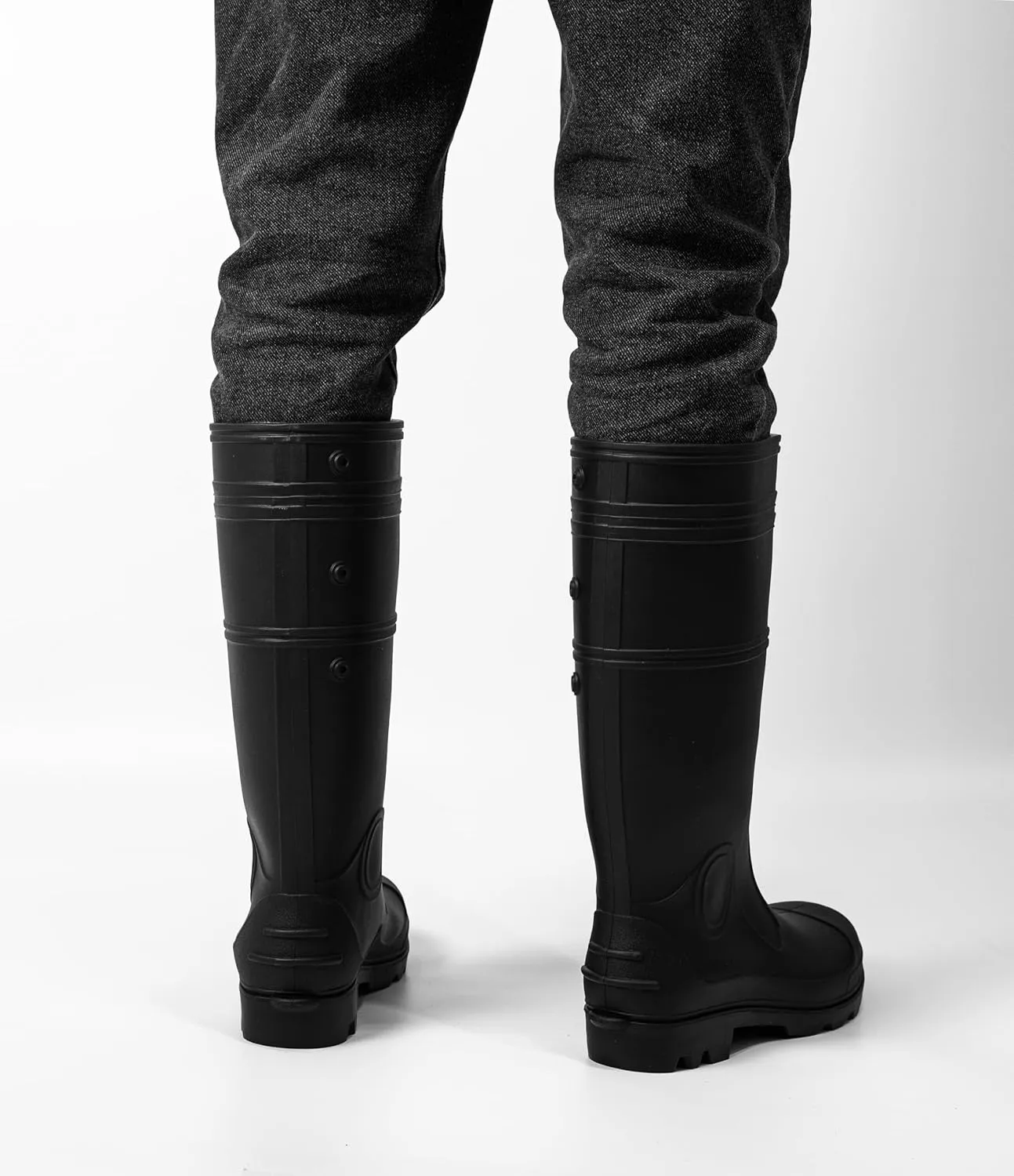 Ubon Men's Steel Toe Rain Boots PVC Waterproof Rubber Garden Mud Fishing Boots for Men Rainboots