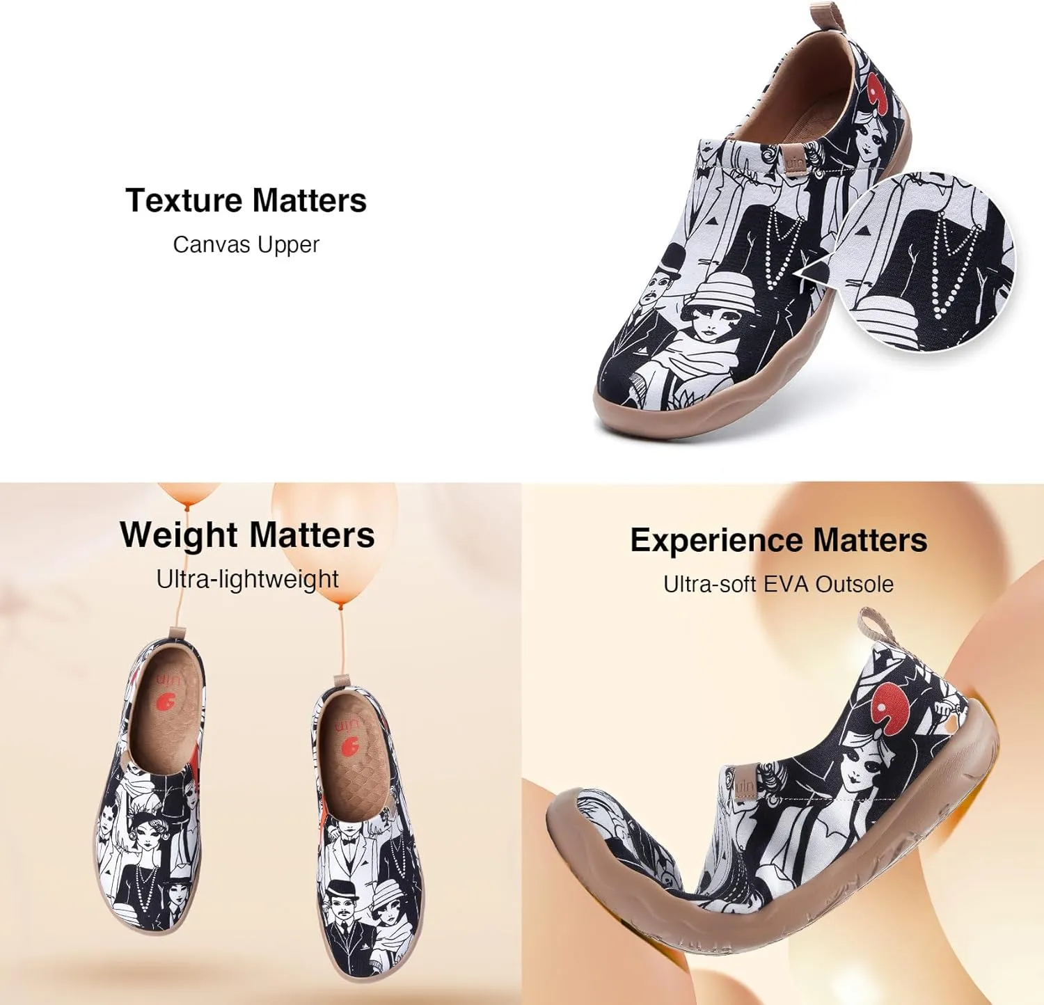 UIN Men's Loafers Painted Travel Shoes Slip Walking Shoes Casual Lightweight Comfort Fashion Sneaker Toledo Ⅰ Destination