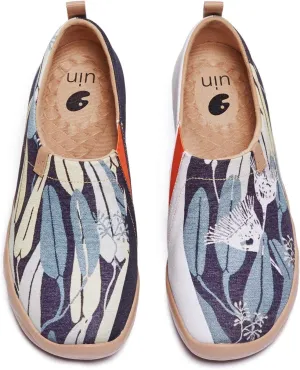 UIN Men's Walking Travel Shoes Slip On Canvas Casual Loafers Lightweight Comfort Art Painted Fashion Sneaker in The Wood (11.5)