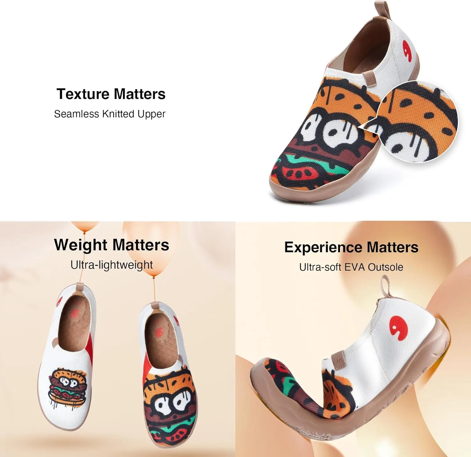 UIN Women's Knit Slip On Loafers Comfort Lightweight Fashion Sneaker Art Painted Travel Shoes Toledo Ⅰ
