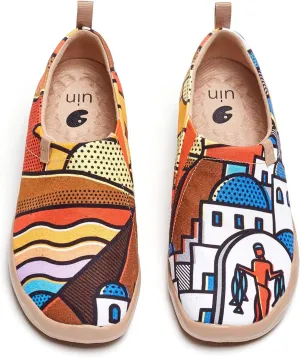 UIN Women's Slip On Sneakers Casual Loafers Knitted Art Painted Comfort Soft Walking Shoes