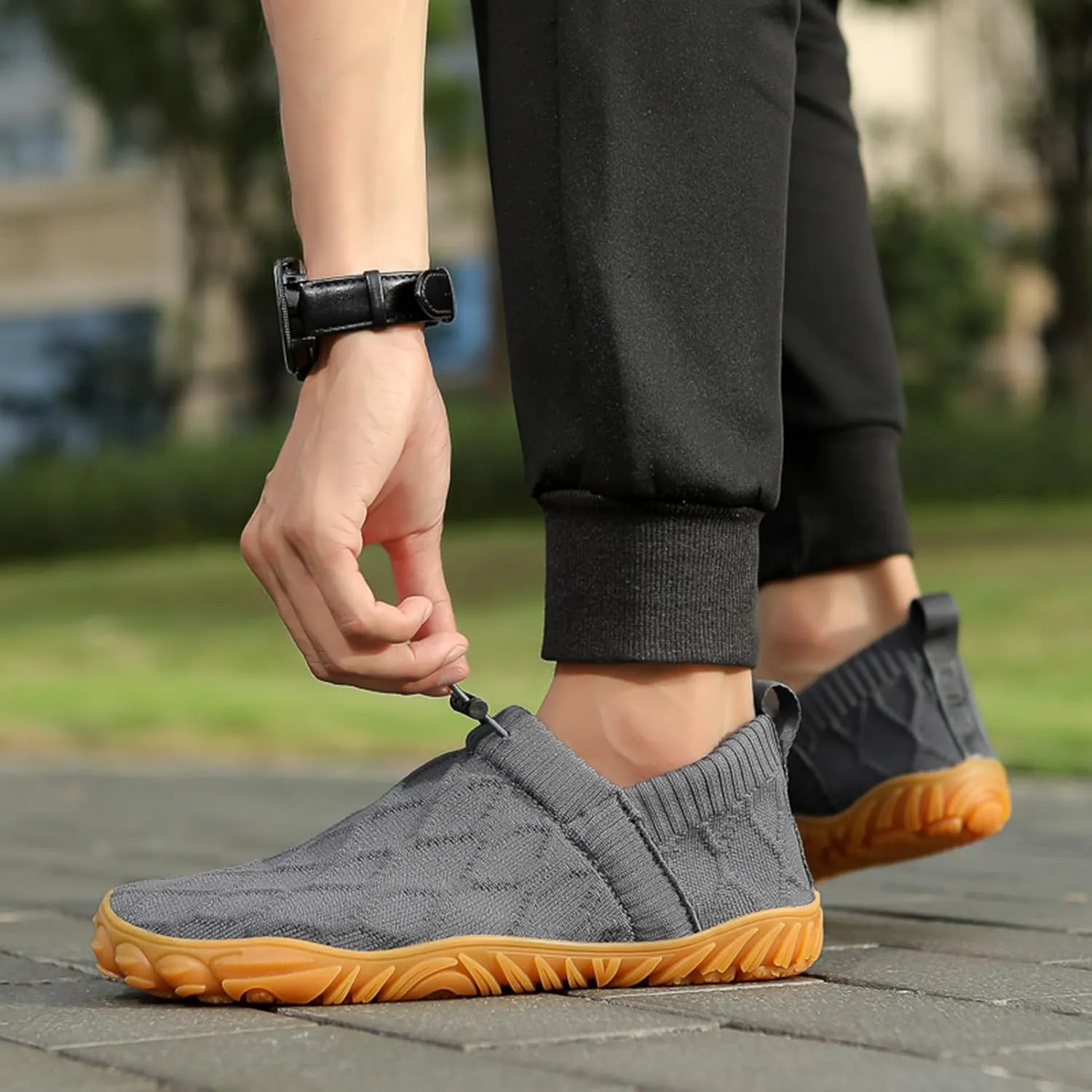 UMANPOO Men Hiking Water Shoes Barefoot Running Slip On Sneakers Casual Walking Slippers Gym Sock Flats Loafers Non Slip