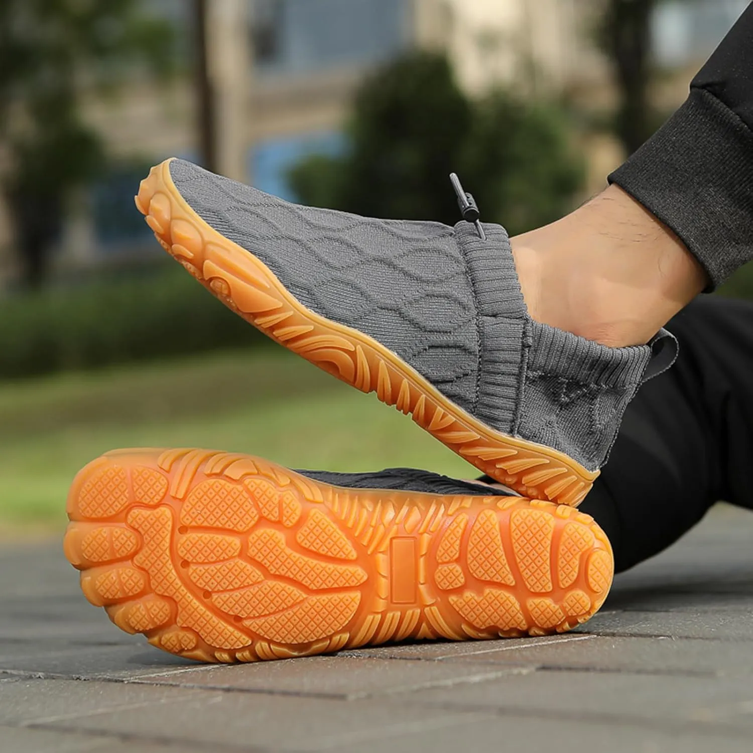 UMANPOO Men Hiking Water Shoes Barefoot Running Slip On Sneakers Casual Walking Slippers Gym Sock Flats Loafers Non Slip
