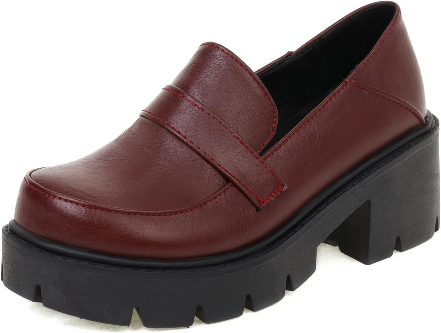 Uniquelly Platform Loafers for Women Chunky Loafers Round Toe Penny Loafers Lug Sole Mid Heel Slip On Comfort Fashion Business Work Shoes