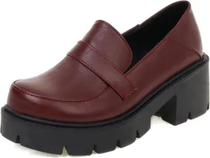 Uniquelly Platform Loafers for Women Chunky Loafers Round Toe Penny Loafers Lug Sole Mid Heel Slip On Comfort Fashion Business Work Shoes