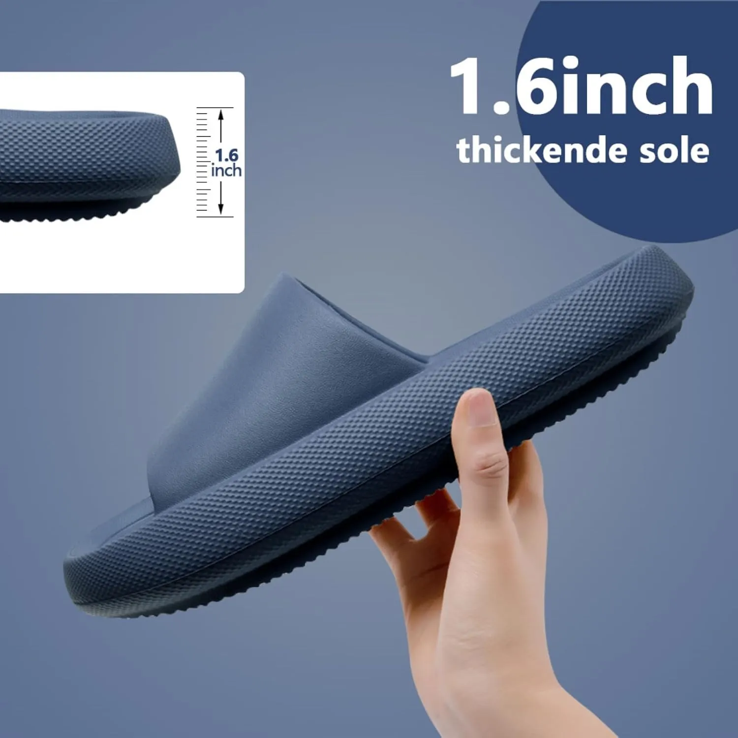 Unisex Cushion Slides Women Men, Ultra Soft Slippers House Slides Shower Sandals, Thick Sole Non-Slip Durable Super Lightweight Pillow Slippers shoes