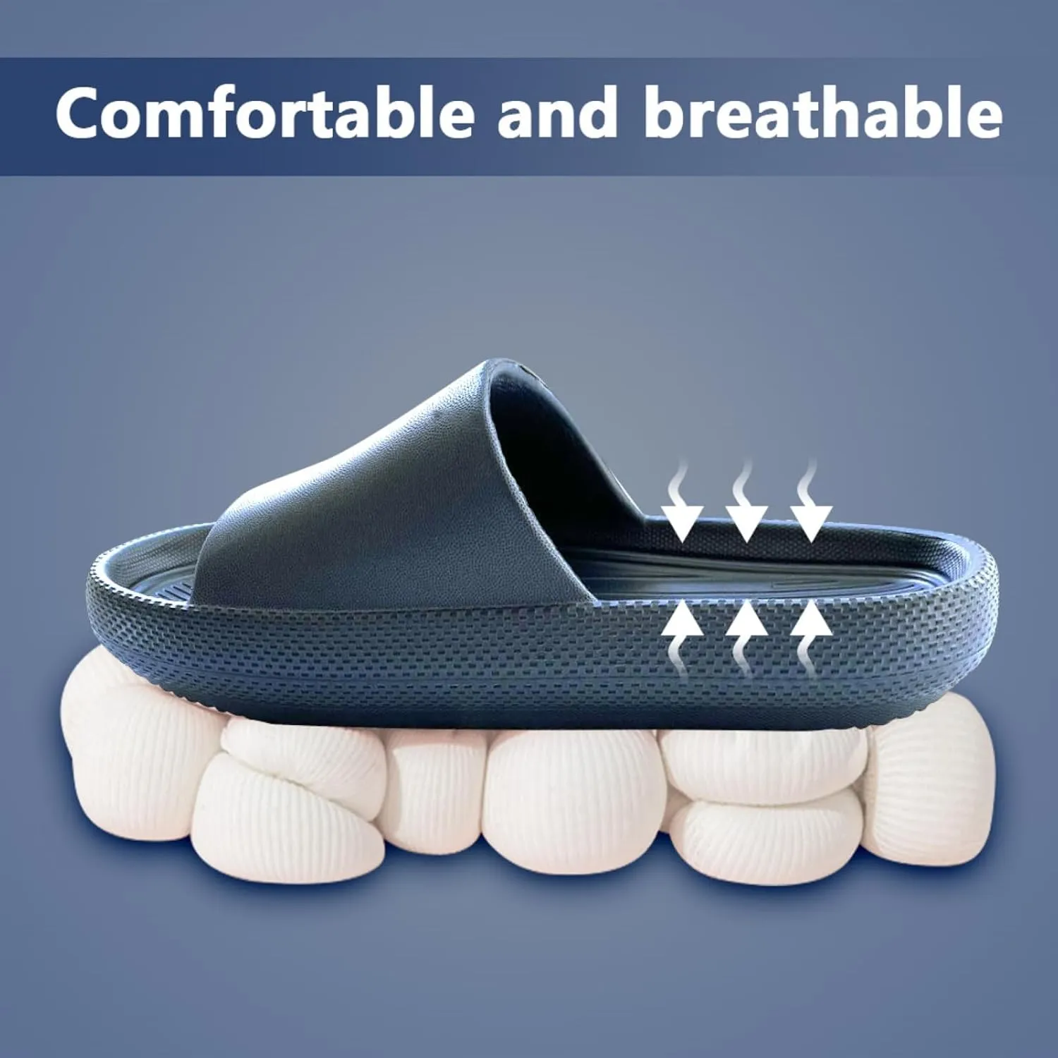 Unisex Cushion Slides Women Men, Ultra Soft Slippers House Slides Shower Sandals, Thick Sole Non-Slip Durable Super Lightweight Pillow Slippers shoes