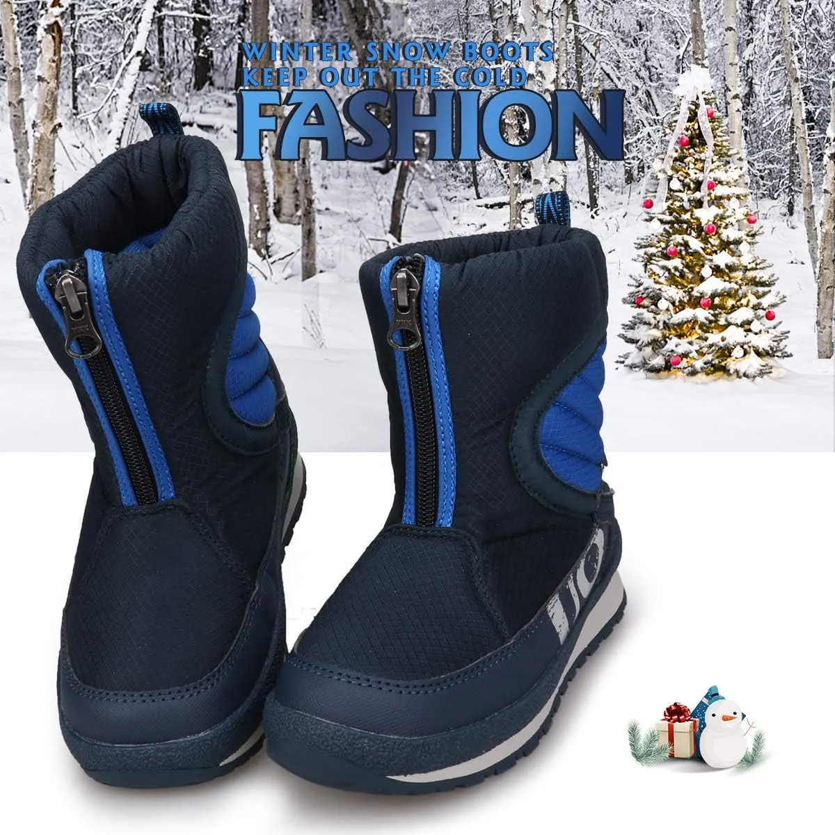 UOVO Boys Winter Snow Boots - Waterproof, Warm, Slip Resistant Outdoor Boots for Kids (Little/Big Boys)