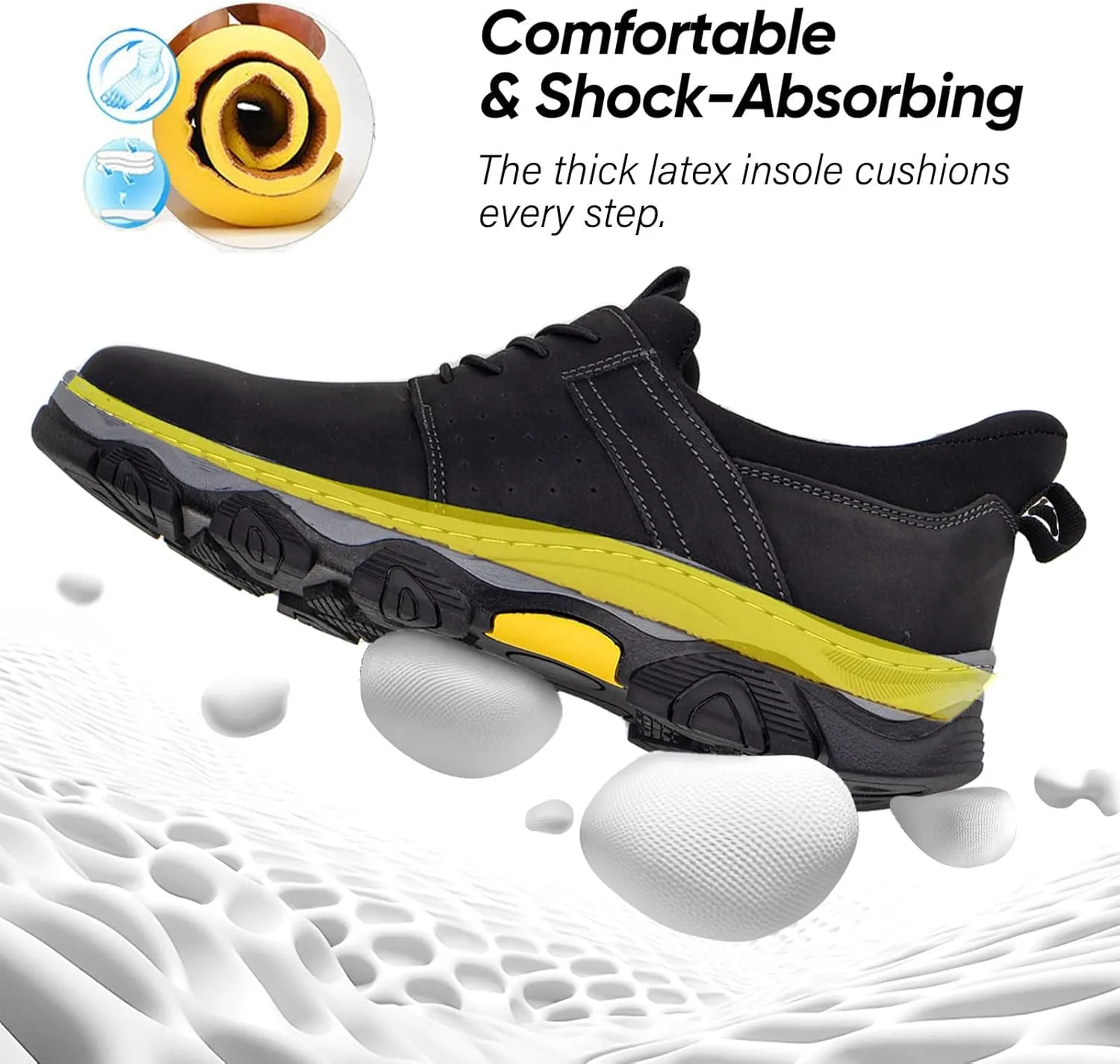 UPIShi Men's Slip On Hands Free Leather Walking Work Loafers Slip-Ins Casual Dress Office Business Outdoor Cushioning Shoes