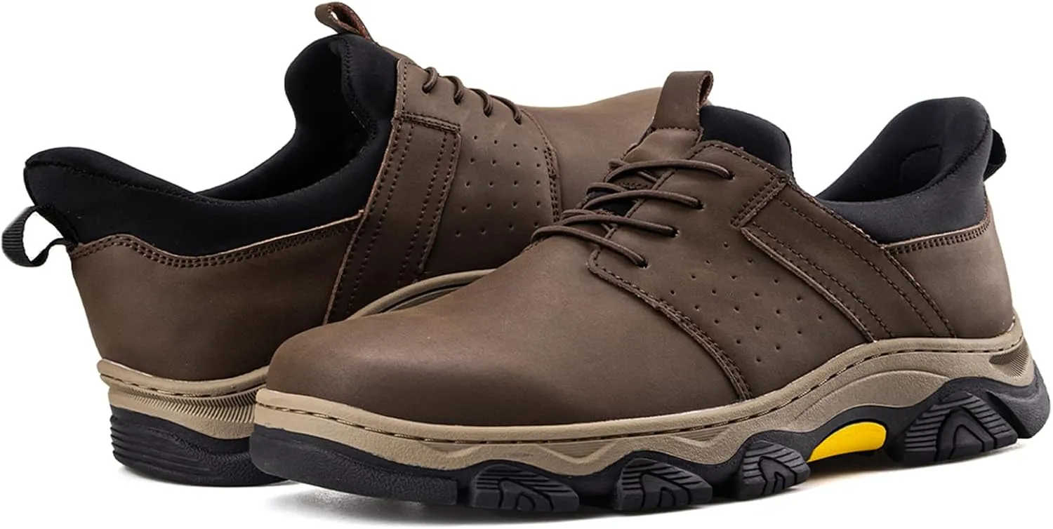 UPIShi Men's Slip On Hands Free Leather Walking Work Loafers Slip-Ins Casual Dress Office Business Outdoor Cushioning Shoes