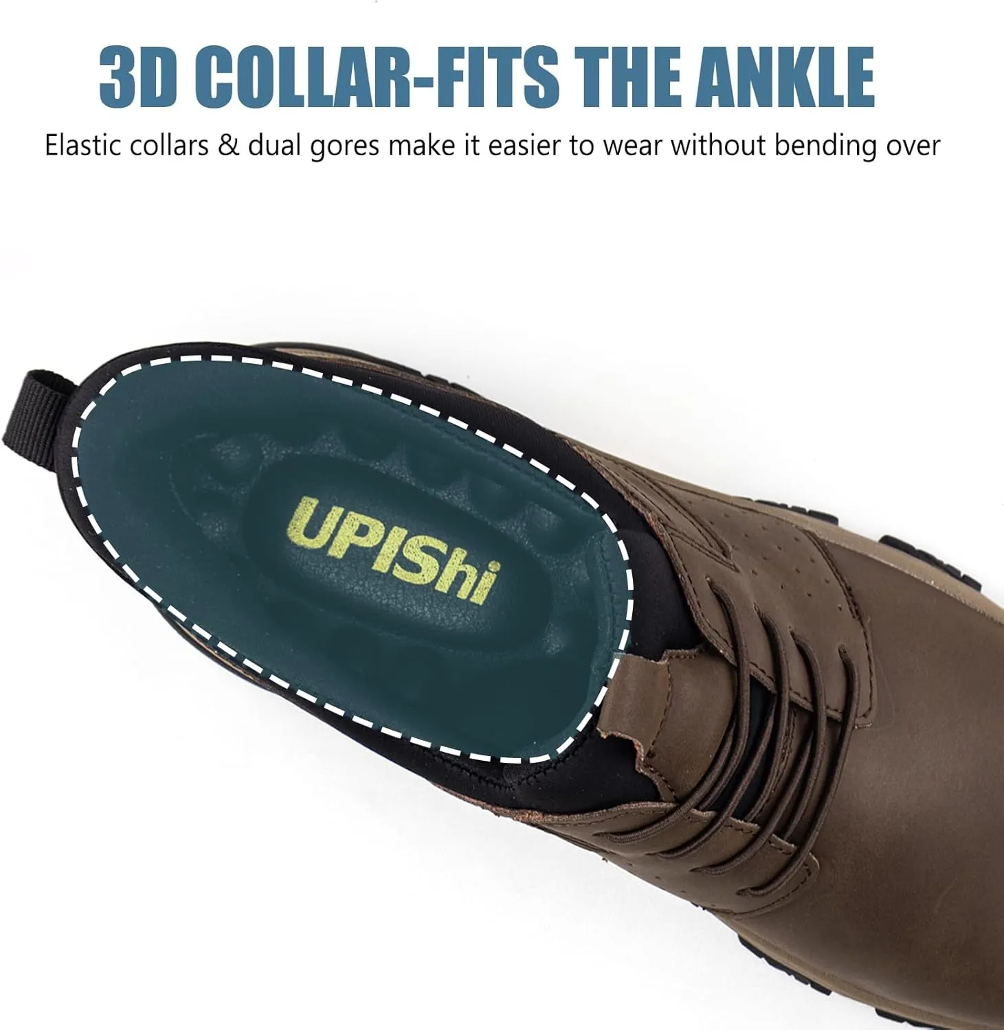 UPIShi Men's Slip On Hands Free Leather Walking Work Loafers Slip-Ins Casual Dress Office Business Outdoor Cushioning Shoes