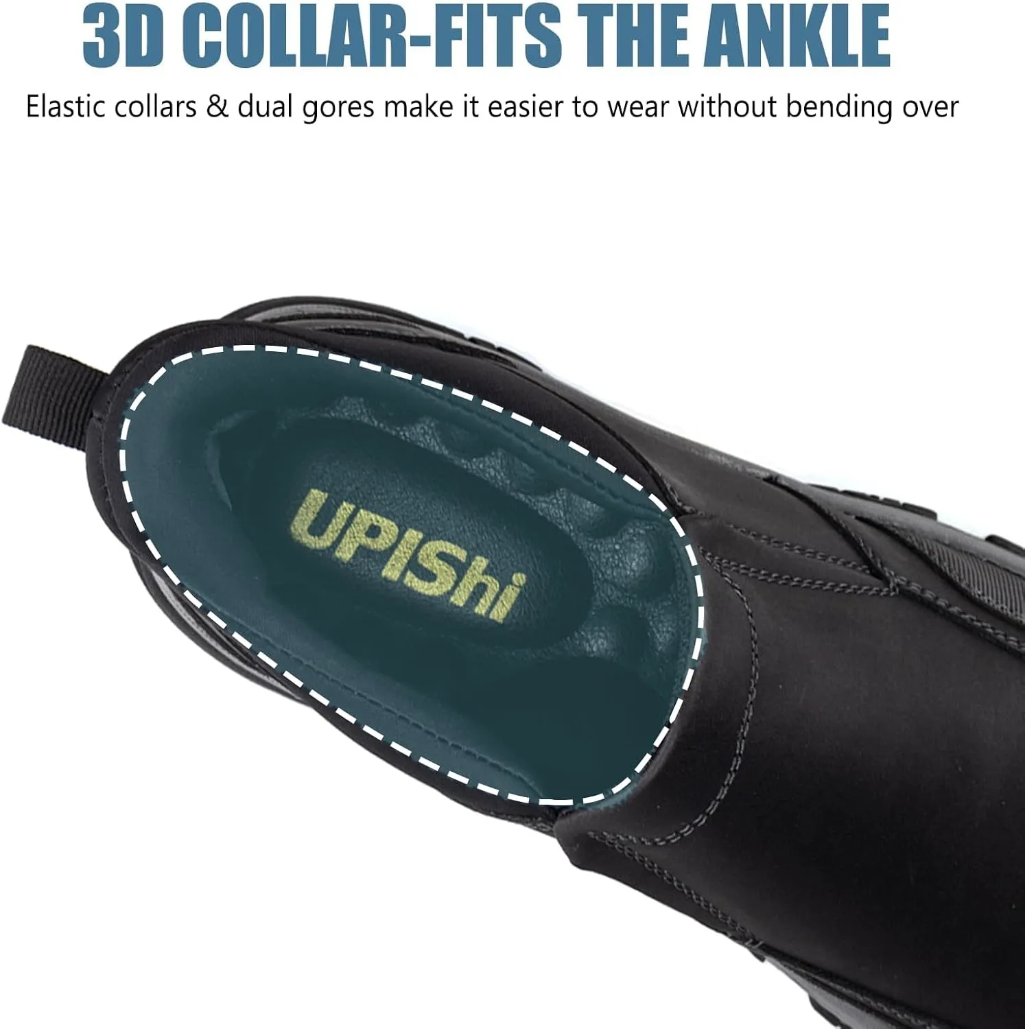 UPIShi Men's Slip On Hands Free Waterproof Work Loafers Leather Walking Slip-Ins Casual Outdoor Office Business Cushioning Shoes