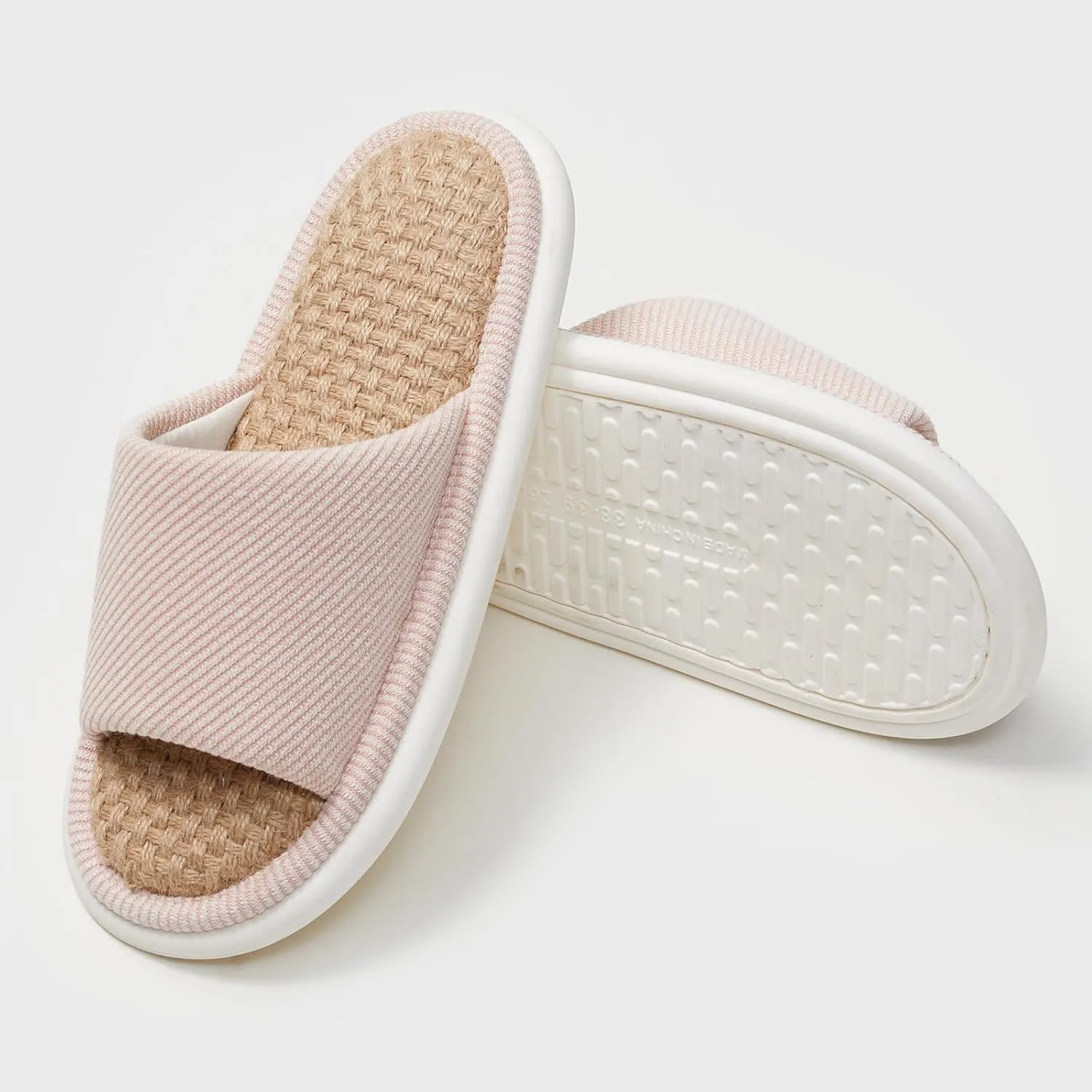 utune Summer House Slippers for Women Indoor Linen Slippers Open Toe Men House Slippers Shoes Breathable Non-slip Sandals for Home Outdoor