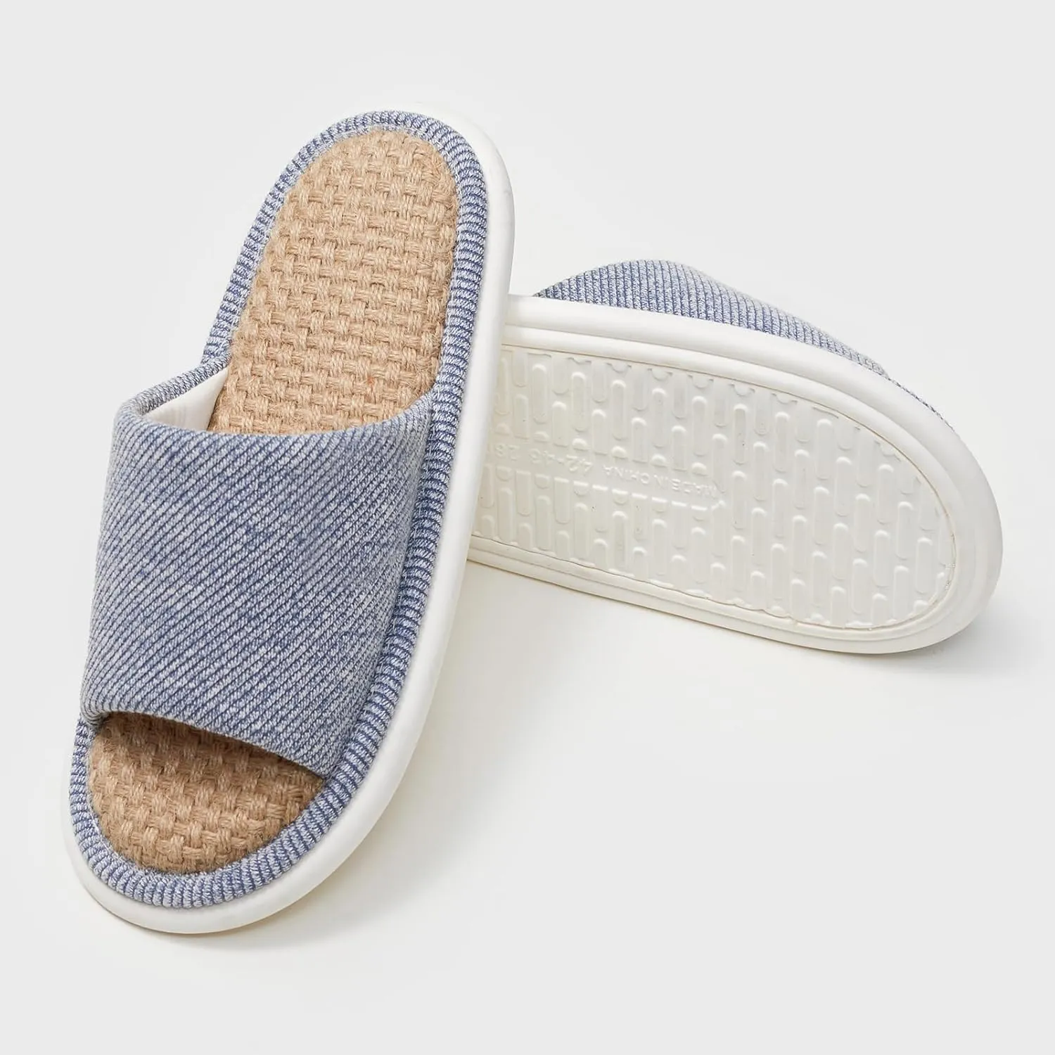 utune Summer House Slippers for Women Indoor Linen Slippers Open Toe Men House Slippers Shoes Breathable Non-slip Sandals for Home Outdoor
