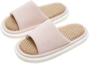 utune Summer House Slippers for Women Indoor Linen Slippers Open Toe Men House Slippers Shoes Breathable Non-slip Sandals for Home Outdoor