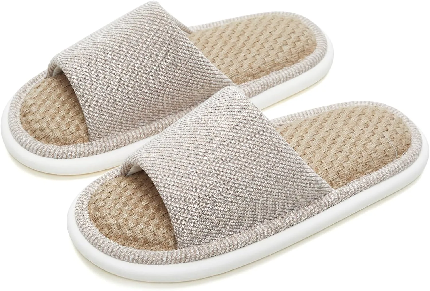 utune Summer House Slippers for Women Indoor Linen Slippers Open Toe Men House Slippers Shoes Breathable Non-slip Sandals for Home Outdoor