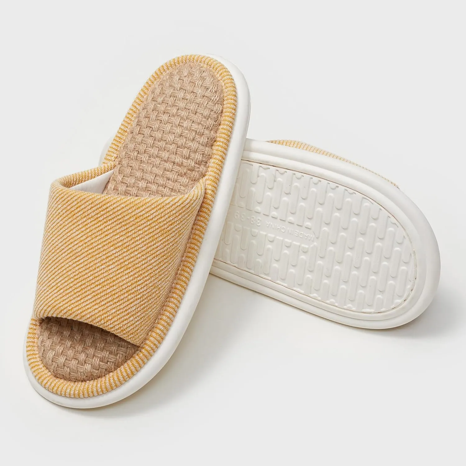 utune Summer House Slippers for Women Indoor Linen Slippers Open Toe Men House Slippers Shoes Breathable Non-slip Sandals for Home Outdoor