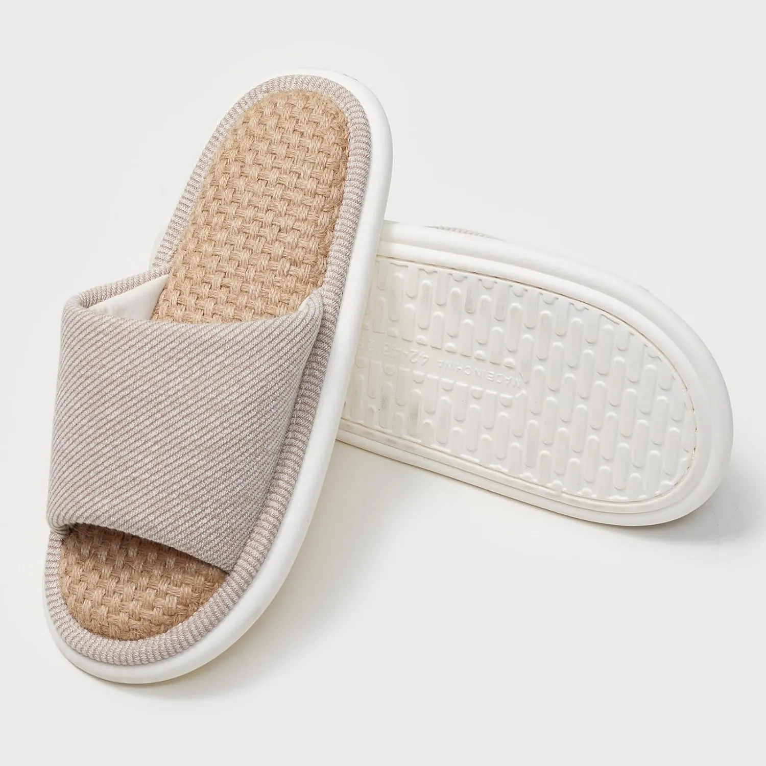 utune Summer House Slippers for Women Indoor Linen Slippers Open Toe Men House Slippers Shoes Breathable Non-slip Sandals for Home Outdoor