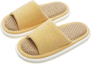 utune Summer House Slippers for Women Indoor Linen Slippers Open Toe Men House Slippers Shoes Breathable Non-slip Sandals for Home Outdoor