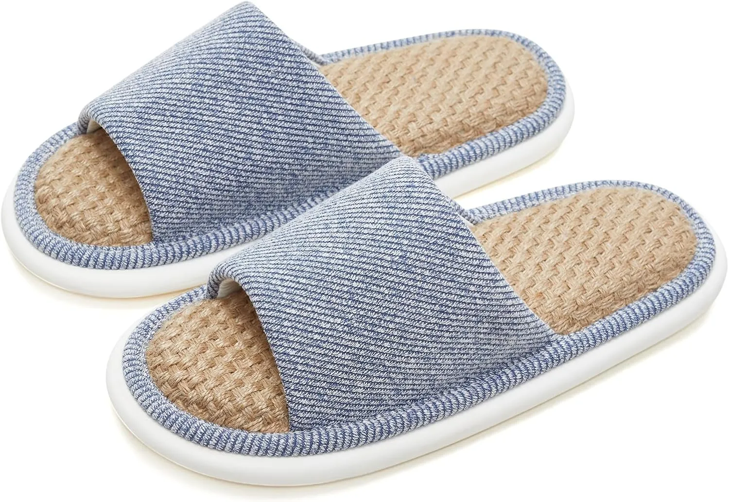 utune Summer House Slippers for Women Indoor Linen Slippers Open Toe Men House Slippers Shoes Breathable Non-slip Sandals for Home Outdoor