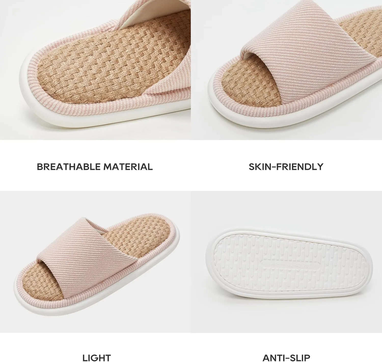 utune Summer House Slippers for Women Indoor Linen Slippers Open Toe Men House Slippers Shoes Breathable Non-slip Sandals for Home Outdoor