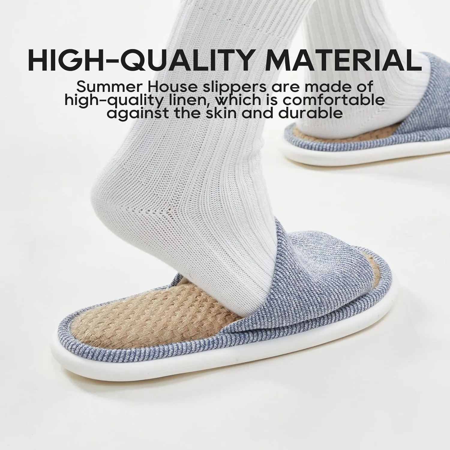 utune Summer House Slippers for Women Indoor Linen Slippers Open Toe Men House Slippers Shoes Breathable Non-slip Sandals for Home Outdoor