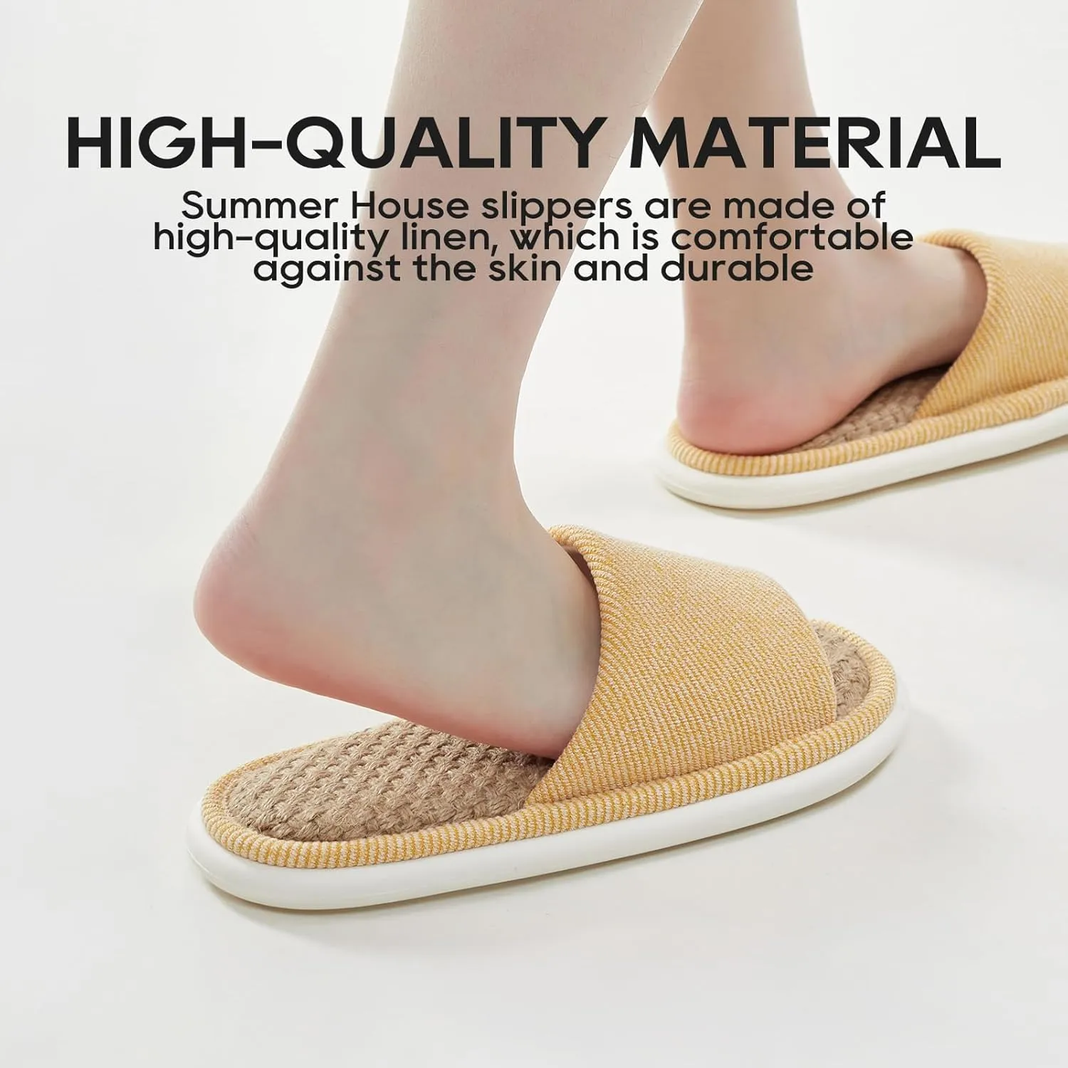 utune Summer House Slippers for Women Indoor Linen Slippers Open Toe Men House Slippers Shoes Breathable Non-slip Sandals for Home Outdoor