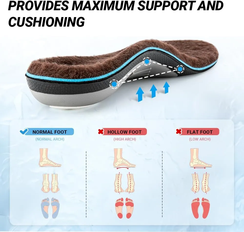 VALSOLE Heavy Duty Support Pain Relief Orthotics - 220  lbs Plantar Fasciitis High Arch Support Insoles for Men Women, Flat Feet Orthotic Insert, Work Boot Shoe Insole, Absorb Shock with Every Step