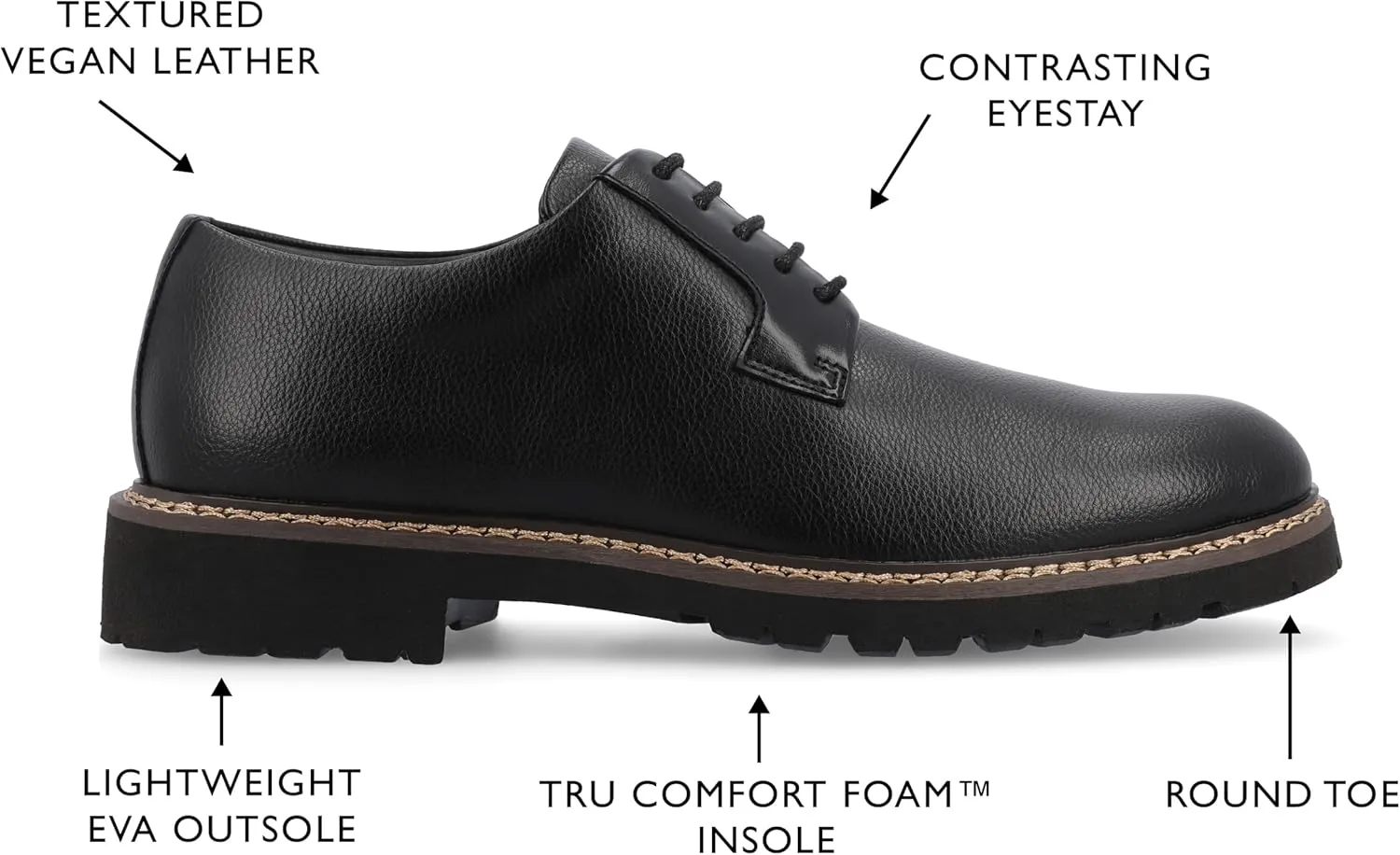Vance Co. Mens Martin Faux Leather Oxfords