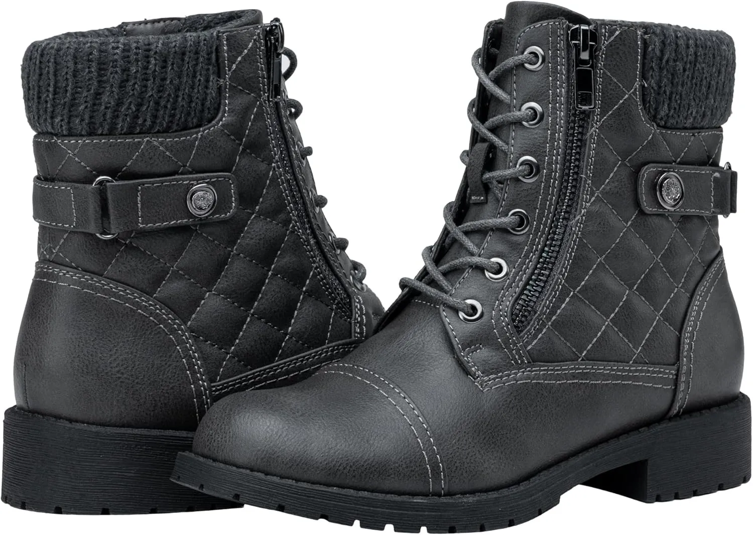 Vepose Women's Combat Ankle Boots, Lace up Comfortable Booties Low Heel