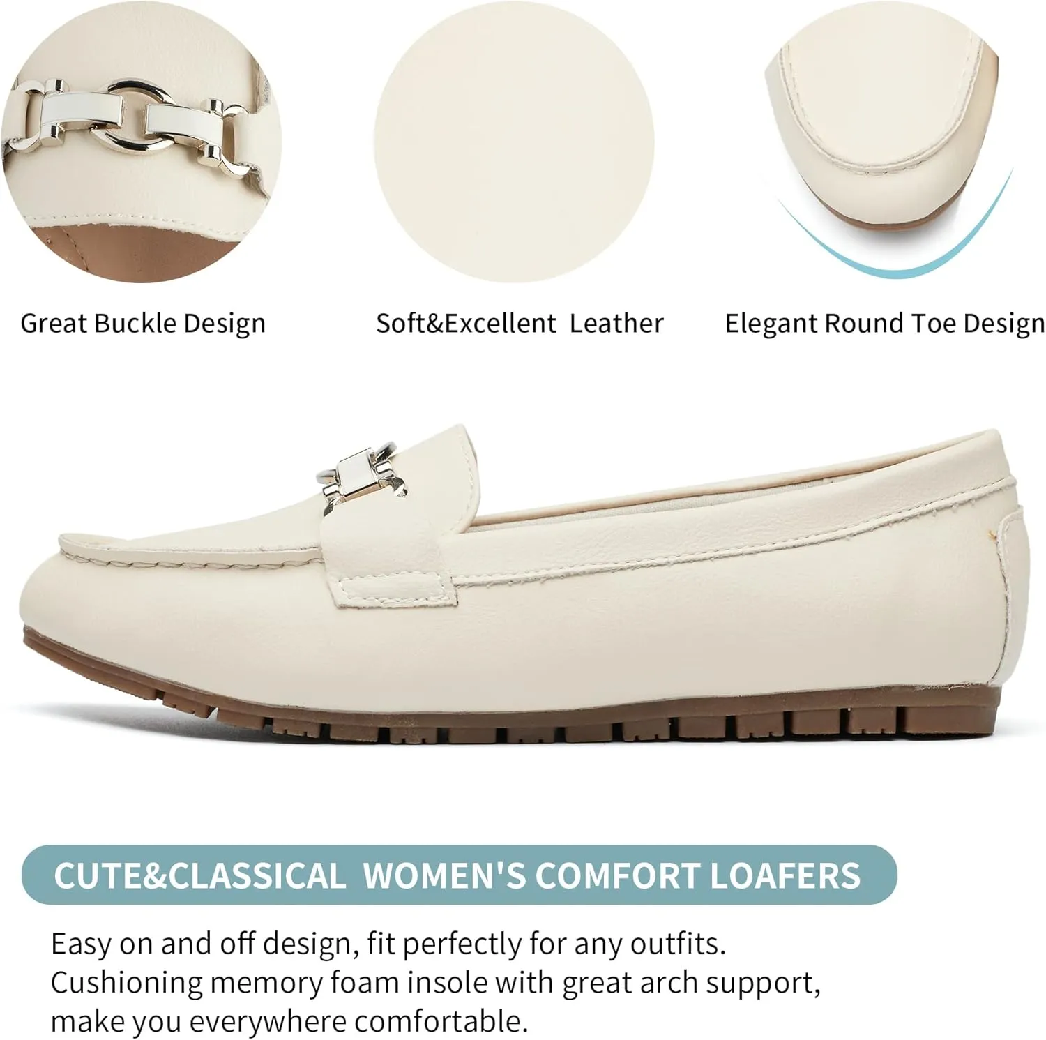 VERDASCO Women's Loafers Comfort Slip-Ons Flat Work Shoes Casual Moccasins Penny Loafers Lady Dress Shoes
