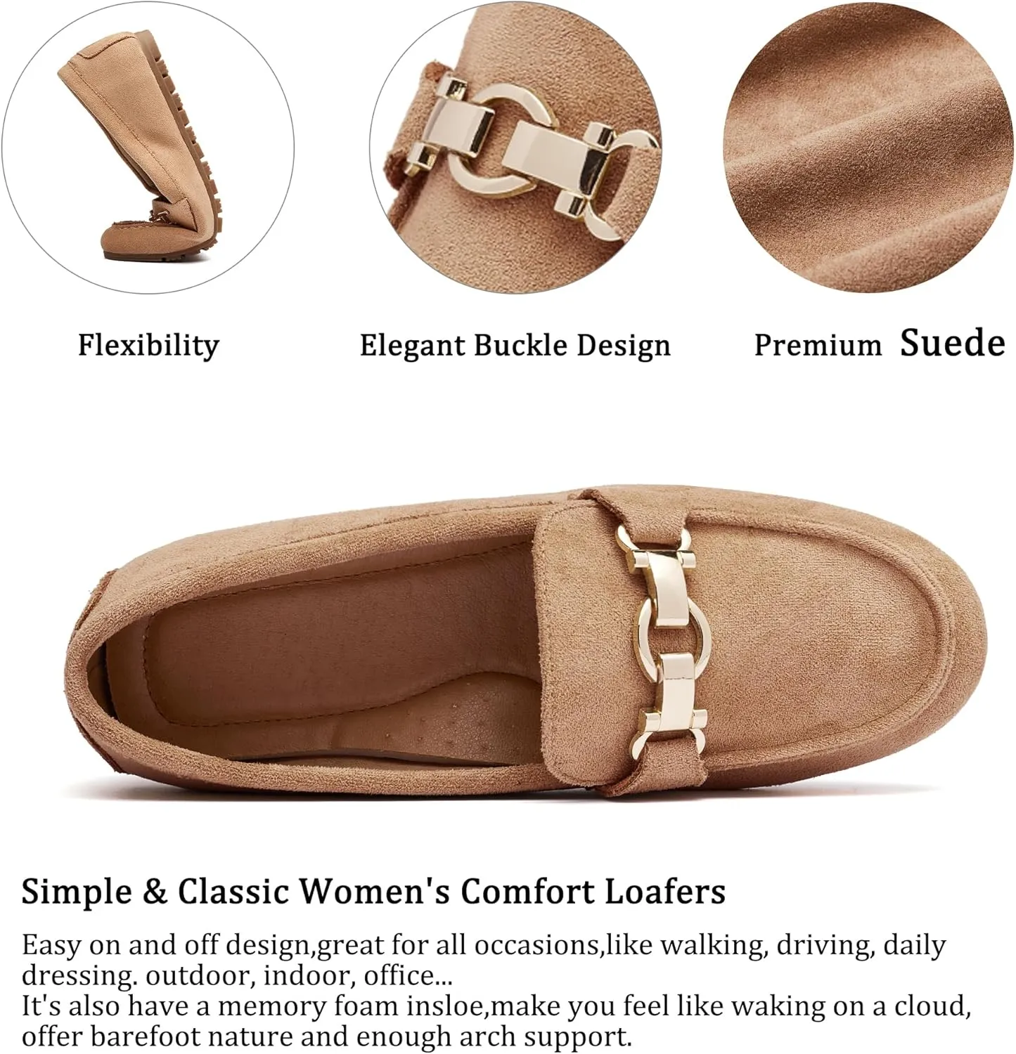 VERDASCO Women's Loafers Comfort Slip-Ons Flat Work Shoes Casual Moccasins Penny Loafers Lady Dress Shoes
