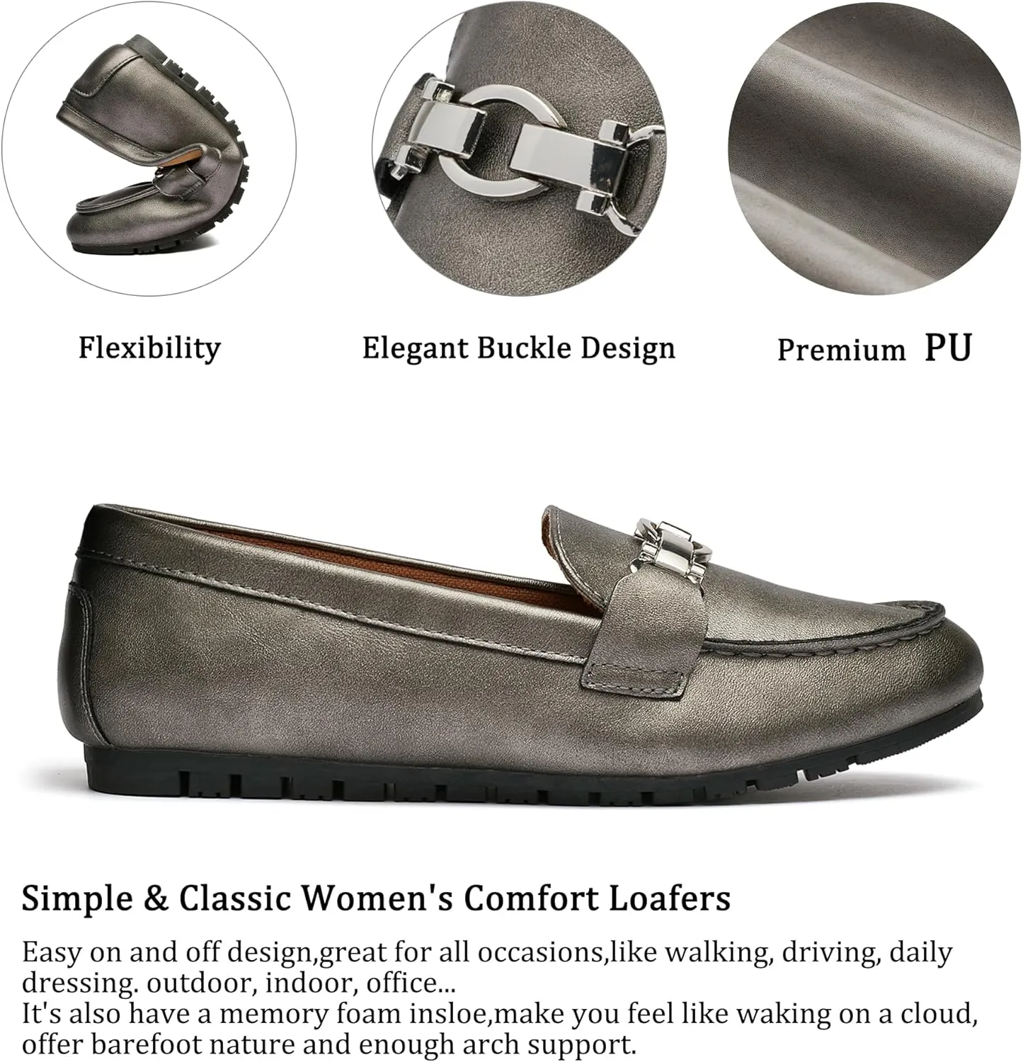VERDASCO Women's Loafers Comfort Slip-Ons Flat Work Shoes Casual Moccasins Penny Loafers Lady Dress Shoes