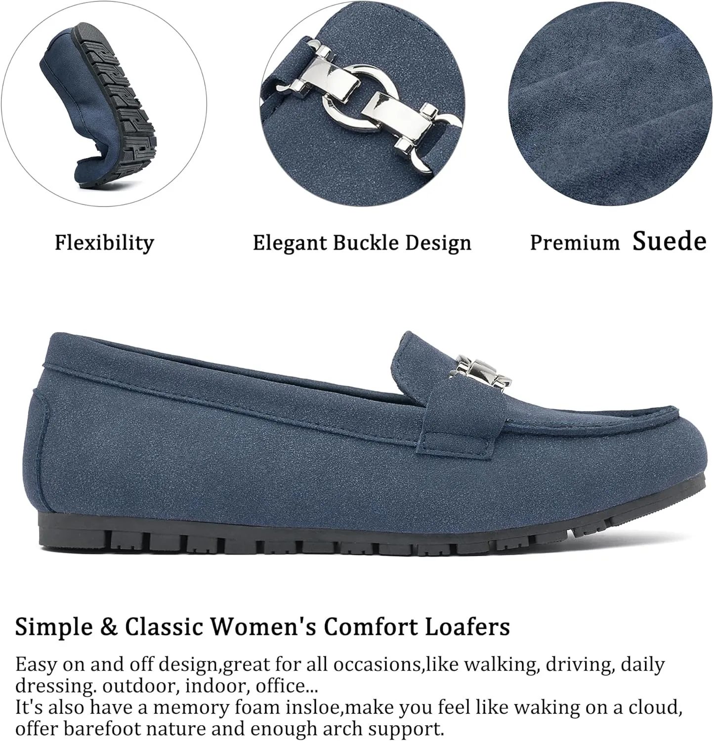 VERDASCO Women's Loafers Comfort Slip-Ons Flat Work Shoes Casual Moccasins Penny Loafers Lady Dress Shoes