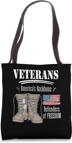 Veterans America's Backbone American Flag Boots Tote Bag