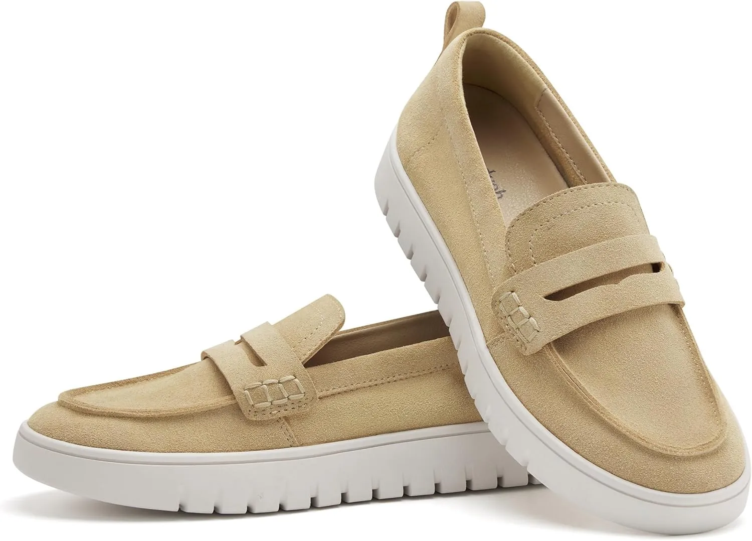 vodvob Women's Suede Leather Slip-On Loafers Casual Flats Comfortable & Lightweight Driving Penny Loafer Work Shoes