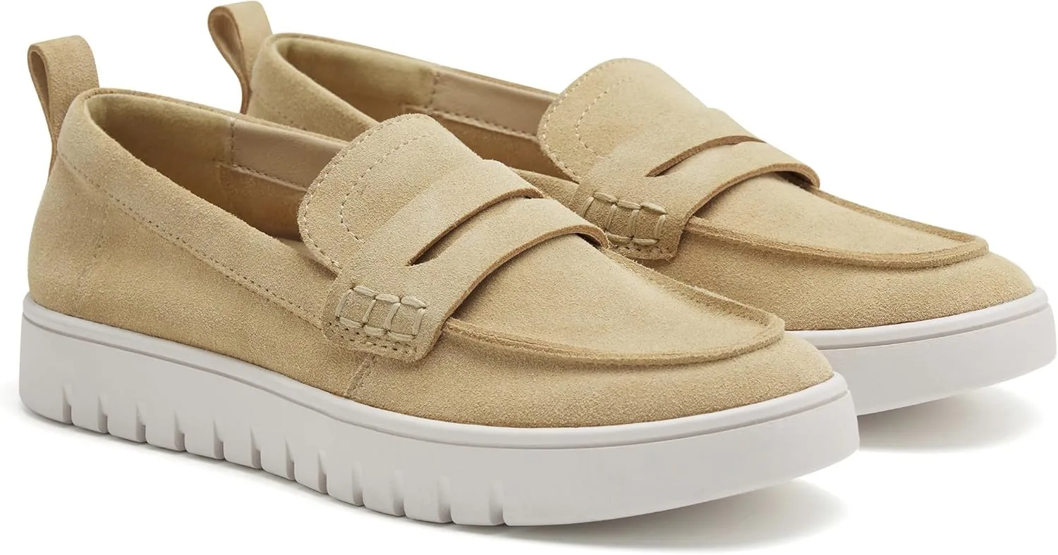 vodvob Women's Suede Leather Slip-On Loafers Casual Flats Comfortable & Lightweight Driving Penny Loafer Work Shoes