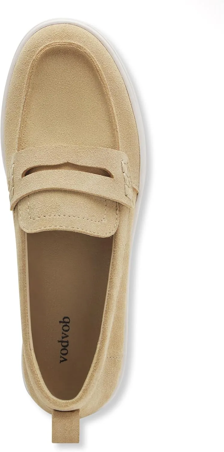 vodvob Women's Suede Leather Slip-On Loafers Casual Flats Comfortable & Lightweight Driving Penny Loafer Work Shoes