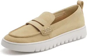 vodvob Women's Suede Leather Slip-On Loafers Casual Flats Comfortable & Lightweight Driving Penny Loafer Work Shoes