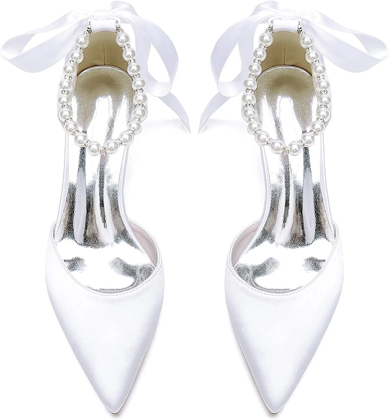 Wedding Shoes for Bride mid Kitten Heel Comfy Closed Pointed Toe High Heels for Women Heeled Pumps Sandals Bridesmaids
