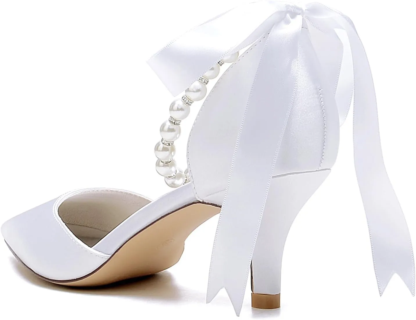 Wedding Shoes for Bride mid Kitten Heel Comfy Closed Pointed Toe High Heels for Women Heeled Pumps Sandals Bridesmaids
