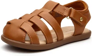 Weestep Toddler Little Kid Summer Sandals Memory Foam Closed Toe Soft Rubber Flats