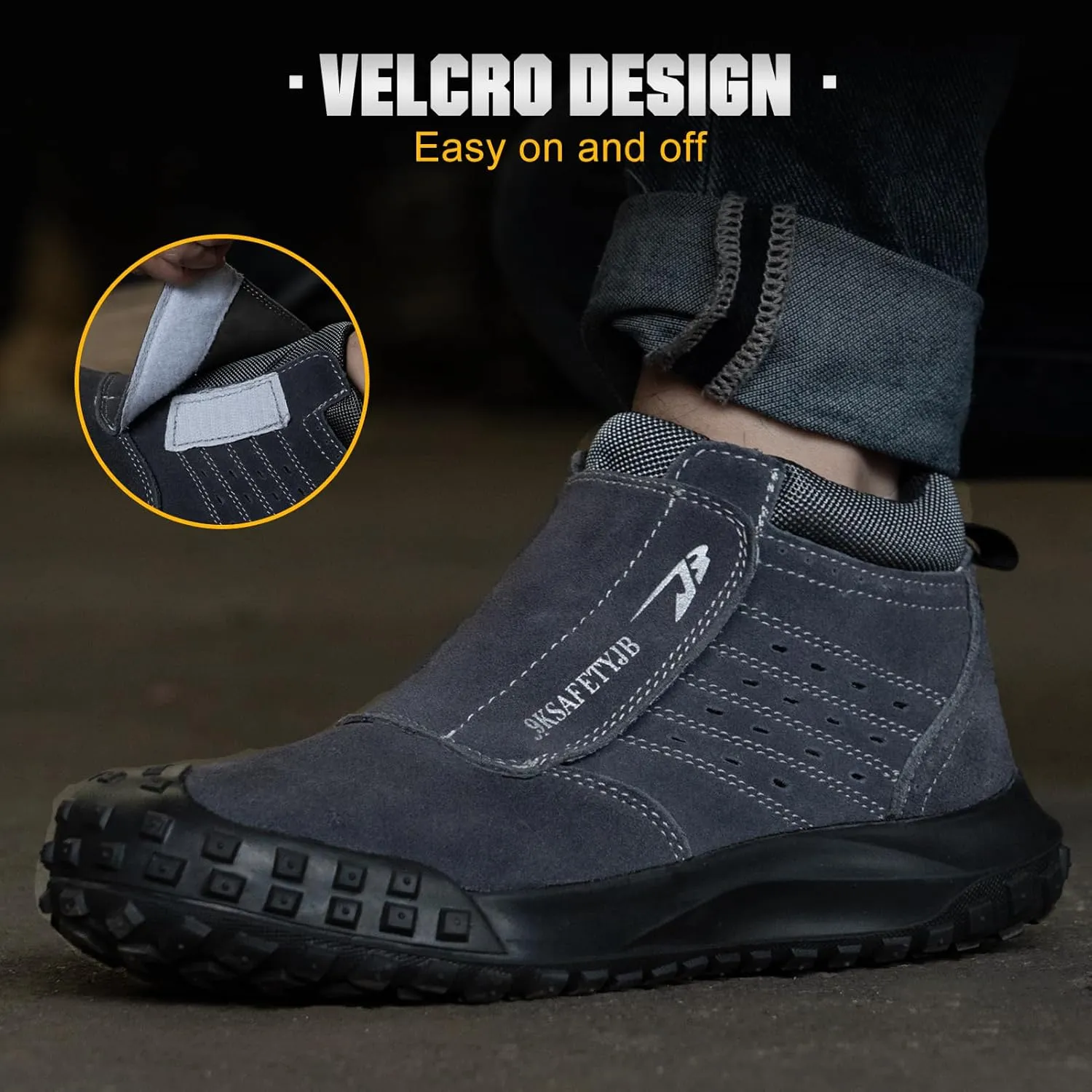 Welding Work Boots for Men Slip on Steel Toe Shoes for Men Soft Comfortable Safety Boots Mens Work Boots Indestructible Puncture Proof Construction Boots for Men Safety Toe Footwear for Welder