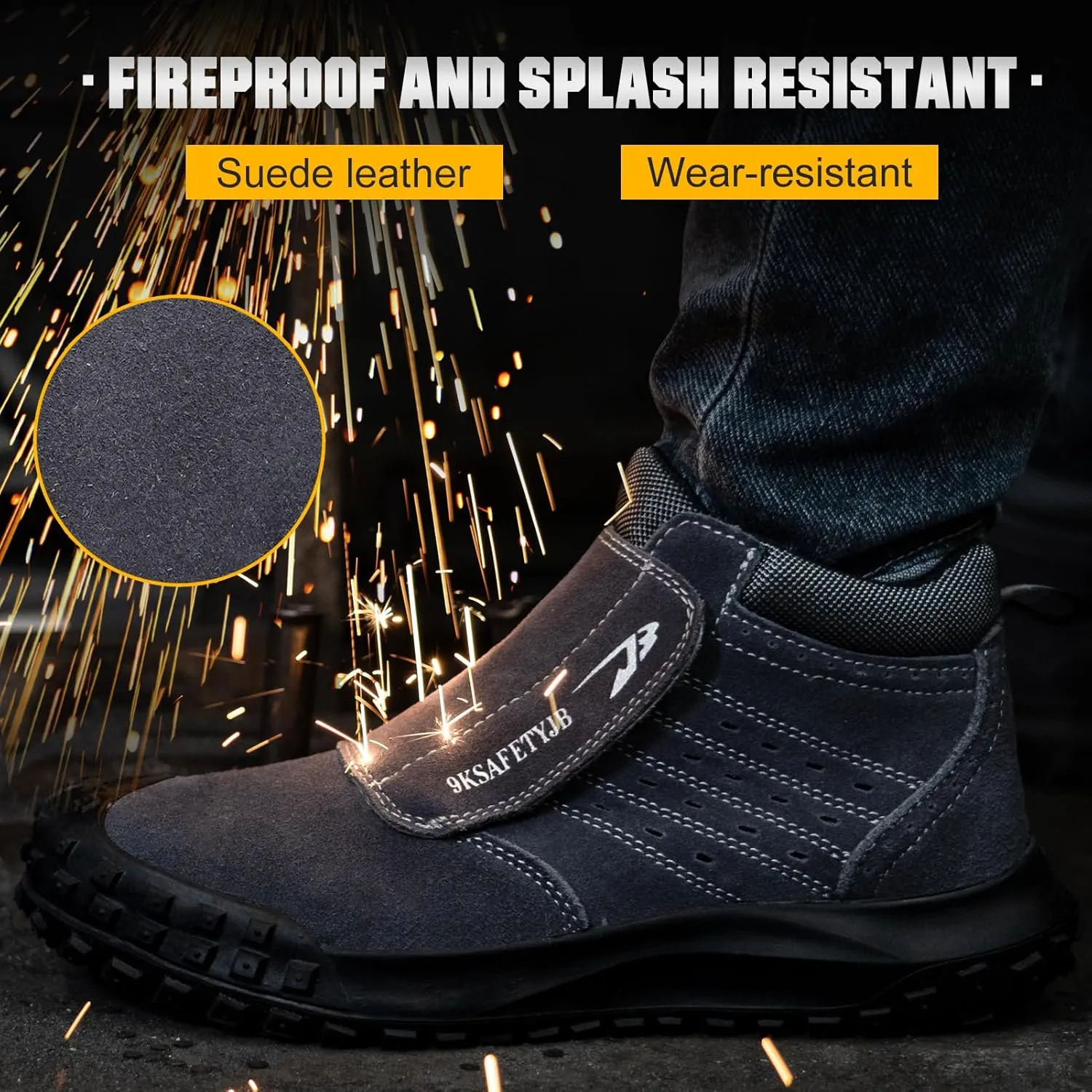 Welding Work Boots for Men Slip on Steel Toe Shoes for Men Soft Comfortable Safety Boots Mens Work Boots Indestructible Puncture Proof Construction Boots for Men Safety Toe Footwear for Welder