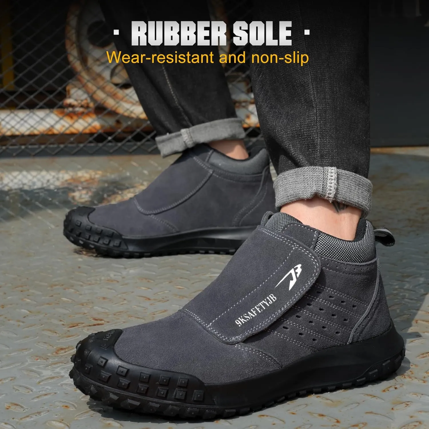 Welding Work Boots for Men Slip on Steel Toe Shoes for Men Soft Comfortable Safety Boots Mens Work Boots Indestructible Puncture Proof Construction Boots for Men Safety Toe Footwear for Welder